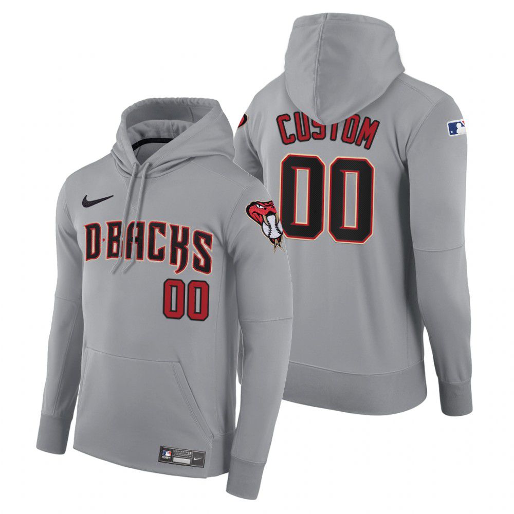 Men Arizona Diamondback #00 Custom gray road hoodie 2021 MLB Nike Jerseys